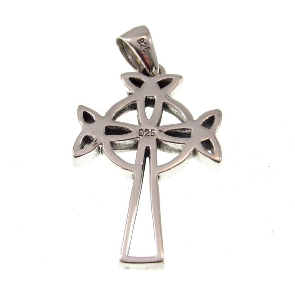Handcrafted Solid 925 Sterling Silver Celtic Triple Trinity Cross Pendant - Picture 5 of 5